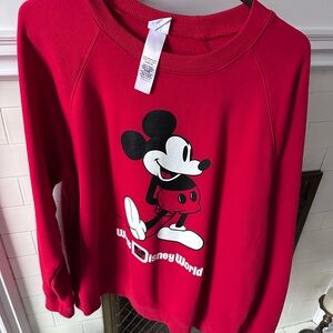 Disney Red Mickey Graphic Crew Sweatshirt